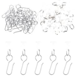 Qulkws 60 Pcs Plastic Shower Curtain Hooks, Pack of 30 Pcs Hooks and 30 Pcs Gliders, Shower Curtain Track Gliders Hooks for Bendable Curtain Track Pulley, Curtain Track Carrier Hooks, White