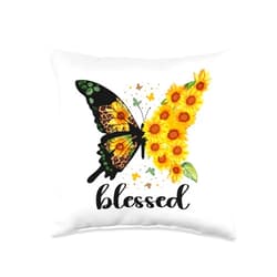 Maria's Jesus Has My Back Faith Tees Blessed Heart Butterfly Jesus Has My Back Faith Christian Throw Pillow, 16x16, Multicolor