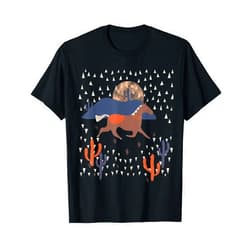 Vintage Graphic Julib Powwow Bohemian Horse Gifts PowWow Wild West Horse Indian Cactus Indian Tribe Desert T-Shirt
