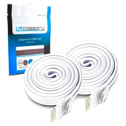 Litcessory Extension Cable for Philips Hue Lightstrip Plus (3.3ft, 2 Pack, White - STANDARD 6-PIN V3)