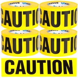 Oleitodh Yellow Caution Tape 4 Pack, 3inch x 1000 ft, Halloween Decoration Party Tape Bulk, Waterproof Construction Warning Safety Tape for Danger/Hazardous Area, Barricade Harzard Tape