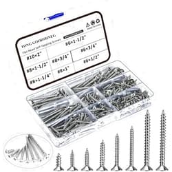 Generic Wood Screws Set,6#8#10 Drywall Screws Assortment,Carbon Steel Flat Head Self Tapping Screw Kit for Homemade,Repairment,Woodwork - (Color: Self Tapping Screws)