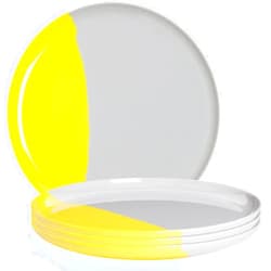 Thomas Fuchs Creative Melamine Side Plates, Set of 4, Gray/Lemon, Injection Molded, Durable, Dishwasher Safe, Chip and Break-Resistant, Kid-Friendly, Indoor/Outdoor Use