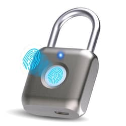 Pothunder Fingerprint Smart Padlock Lock, Biometric Metal Keyless Thumbprint Lock, Waterproof, USB Rechargeable, for Gym Locker, School Locker, Luggage, Backpack, Suitcase(Gray)