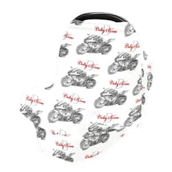 GUPOXI Personalized Motorcycle Baby Boy Name Car Seat Covers, Custom Multi-use Infant Stroller Canopy Breathable Breastfeeding Scarf Nursing Cover Shower Gift for Mom Son