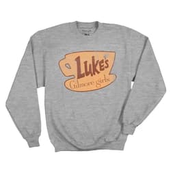 Ripple Junction Gilmore Girls Adult Men's Crewneck Pullover Sweatshirt Luke's Diner Vintage Coffee Logo Officially Licensed