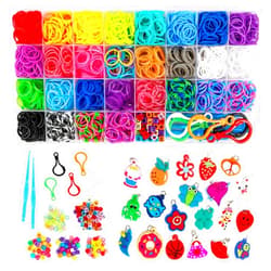 Inscraft 2600+ Loom Bands Set: Colorful Rubber Bands in 28 Colors with Container, 100 Clips, 152 Beads, 20 Pendant, 5 Backpack Hooks, 1 Instruction, Bracelet Making Refill Kit for Kids…