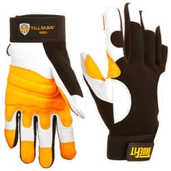 John Tillman & Co John Tillman X-Large Black, Pearl and Gold TrueFit Goatskin and Spandex Full Finger Mechanics Gloves with ElasticHook and Loop Cuff (TIL1490XL)