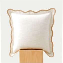 Double Stitch by Bedsure Double Stitch Scalloped Throw Pillow Covers - 100% Cotton Decorative Boho Pillow Covers 20 x 20, Made in India, Square Cushion Case, Modern Home Decor for Couch Sofa Living Room, Cream