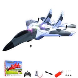 Xiteluo Wonstorex Rc Plane, Wonstorex 2.4gHZ Rc Remote Control Fighter Model Toy, 360° Remote Control Fighter Jet, Airplane Glider Plane Drone with Lights for Kids Adults (Blue-2)