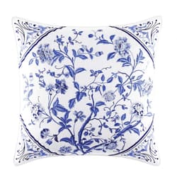 Laura Ashley Throw Pillow with Envelope Closure, Elegant Home Decor for Bed or Sofa, 1 Count (Pack of 1), Charlotte Blue/White, 16