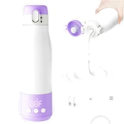 Barchrons Portable Bottle Warmer, 9000mAh Baby Bottle Warmer for Breastmilk with Timer & Accurate Temperature Control, Bottle Warmer for Travel On-The-Go 12oz Larger Capacity - Purple