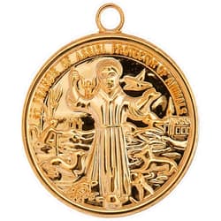 Leather Brothers St Francis Dog ID Tag, Gold Finish, 1