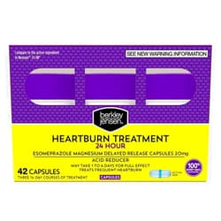 berkley jensen Esomeprazole Magnesium Delayed Release Capsules 20 mg - Acid Reducer, Frequent Heart Burn or Acid Reflux Medicine - Safe and Effective for 24-Hour Heartburn Relief - 42 Capsules