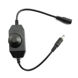 RuiLing 1-Pack Black DC 12V 24V LED Strip Dimmer Switch with DC Female Male Adapter Brightness Adjustable Controller Manual Knob Dimmer Switch Mini LED Lamp Lighting Parts