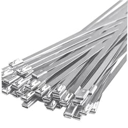 Yuntop 50pcs Metal Cable Zip Ties, 304 Stainless Steel Cable Ties, Exhaust Wrap Multi-Purpose Locking Cable Metal Zip Ties(11.8 Inches)