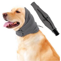 HEYWEAN Quiet Ears for Dogs Calming Headband with No Flap Ear Wraps for Anxiety Relief & Noise Protection Dog Ear Muffs with Velcro for Grooming Bathing Grey Medium