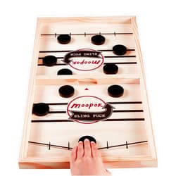 Moopok Fast Sling Puck Game,Wooden Hockey Game,Super Foosball Table,Desktop Battle Parent-Child Interaction Winner Slingshot Game,Adults and Kids Family Game Toys