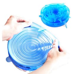 YAZJIWAN Silicone Stretch Lids, Durable & Eco-Friendly Elastic Lids Reusable Heat Resistant Various Sizes Cover for Bowl (Blue-6pack)