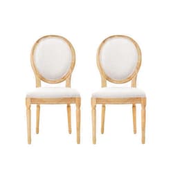 Christopher Knight Home Phinnaeus Polyester Beige Fabric Dining Chair (Set of 2), 2-Pcs Set
