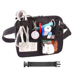 BetterJonny Nurse Fanny Utility Waist Pack,BetterJonny Multi Compartment Medical Gear Pocket Belt Bag with Extension Strap Nursing Organizer Pouch for Stethoscopes,Bandage Scissors Other Medical Supplies(Black)