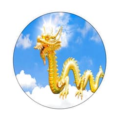 JUNTAIY Polyester Tablecloth, Dragon Waterproof Oil-Proof PVC Table Cloth, Traditional Chinese Dragon Hovering at Cloud Sky, Fit Round Tables 35inch, Holiday Party Home Kitchen Dining Table Decoration