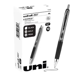 Uni-Ball 207 Gel Pen 12 Pack - 1.0mm Bold Black Pens, Gel Ink School Pens - School Supplies, Teacher Pens, Journaling Pens - Back to School