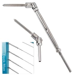 Deck Man 1/8 inch T316 Stainless Steel Adjustable Angle Single Lag Screw Cable Railing Kit/Hardware for Wood Posts Marine Grade (6 Pairs)