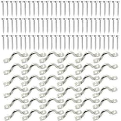 VITALNOS 60 Pcs Boat Eye Straps, 316 Stainless Steel Bimini Boat Top Pad Eyes, M5 Kayak Deck Loops with 120 Pcs Screws, Tie Down Points for Kayak, Canoe, Rigging, Hanging U Hooks for Marine Use