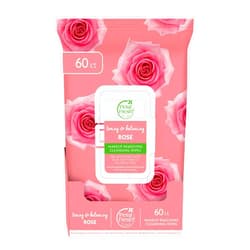 Petal Fresh Pure Brightening Rose Makeup Removing, Cleansing Towelettes, Gentle Face Wipes, Daily Cleansing, Vegan and Cruelty Free, 60 count