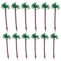 Wenrou 12 x Coconut Tree Model, Artificial Palm Tree Landscape Model, Palm Tree Model, Miniature Landscape Decoration, for Miniature Train Architecture Railway Diorama DIY Decor (13 cm)