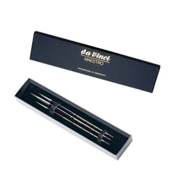 da Vinci Watercolor Maestro Kolinsky Red Sable Brush Set 5500-3 Brush Set - Series 10 Sharp Round in Sizes 5/0, 0 & 4 in an Elegant Black Gift Box.