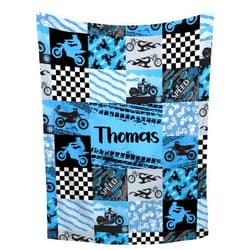 Buyyet Personalized Dirt Bike Baby Blanket with Name,Custom Extreme Sport Motorcycle Rider Patchwork Plaid Blanket for Boy Kid,Soft Plush Infant Toddler Baby Newborn Registry Gift 30''x 40'' for Baby