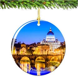 City-Souvenirs Vatican St Peters Christmas Ornament 2.75 Inch Double Sided Porcelain Rome Italy Vatican Ornaments