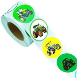 ATSMOICY 500PCS Tractor Themed Party Decorations Labels Roll Stickers - Farm Truck Green Tractor Themed Baby Shower Birthday Party Supplies Decorations Favors Stickers