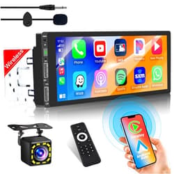 Hikity 6.9 Inch Wireless Apple Carplay Car Stereo Single Din Touch Screen Bluetooth Car Radio with Android Auto Mirror Link EQ, FM Car Audio Receiver with 2USB SWC MIC