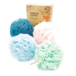 Sunlite Sports Spongentle Premium Deep Cleansing Loofah Sponge for Radiant Skin, Pack of 4, Bath and Shower, Exfoliating Body Scrubber, Beautiful Colors for Women and Men