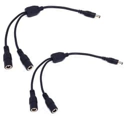 HUALAND 2 Pack Black 1 Male to 2 Female 5.5x2.1 Splitter CCTV DC Power Supply Splitter Cable,DC Y Splitter Cable