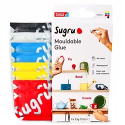 Sugru Moldable Multi-Purpose Glue for Creative Fixing and Making, 8-Pack, Black, White, Red, Yellow & Blue, 8 Piece