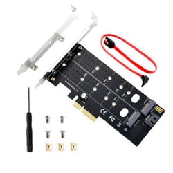 ELUTENG Dual M.2 PCIE Adapter NVME/NGFF to PCIE X4 Expansion Card 32Gbps PCIE NVME SSD Adapter Compatible with B-Key/M-Key/B&M Key for 2230 2242 2260 2280 22110 SSD