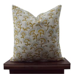 ADEESHA DECOR Block Print Pillow Cover 18x18 Inch Floral Decorative Square Pillow Farmhouse Outdoor Cushion for Home Decor Casement Thick Cotton Throw Pillows for Sofa and Couch (Kusum Lata, Mustard)