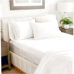Jennifer Adams 1000 Thread Count Sheet Set – Luxury Viscose from Bamboo Poly Blend Sheets for Ultimate Comfort & Softness, White, Queen
