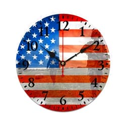 LINBONIN 16 Inch Wall Clocks American Military Soldiers Kitchen Wall Clock Battery Operated Quartz Quiet Arabic Numeral July 4th Wooden Wall Clock Home Office School Children Room Decor for Boys Girls