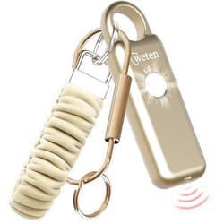 Weten Personal Safety Alarm Keychain – 130dB Siren with Bottom Speaker, LED Light, Wristlet & Carabiner Clip – Weatherproof Self Defense Alarm with Low Battery Alert (Gold Satin)