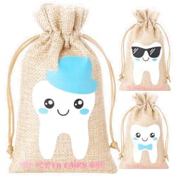 Hopttreely Tooth Fairy Bag for Boys Pouch, 3PCS Fairy Keepsake Bag to Place Under Pillow, Blue Tooth Fairy Pouch for Boys Keepsake Gift for Baby Kids and Children Milk Teeth Container Box for Toothfairy