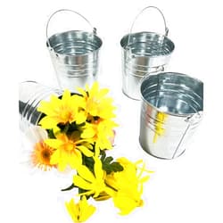 Regent 4 Metal Buckets 5 inch X 5 inch Galvanized Pail with handles for Wedding Decorations,Centerpieces for Party,Garden Planters