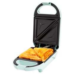 Tasty Mini Sandwich Maker, Makes Sandwiches, Paninis, Grilled Cheese, Desserts, Quick Results, Easy Cleanup, 600W, Aqua