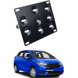 Dewhel Front Bumper Tow Hook License Plate Mount Bracket Holder Bolt On No Drill Hole Aluminum Compatible with 3rd Gen 2015 2016 Fit