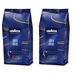 Lavazza Super Crema Whole Bean Coffee Blend, light-Medium Espresso Roast, 2.2 Pound (Pack of 2),Premium Quality, Aromatic, Mild and creamy