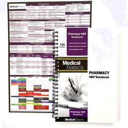 Medical Basics Pharmacy H&P Notebook Medical History and Physical notebook, 100 medical templates with perforations
